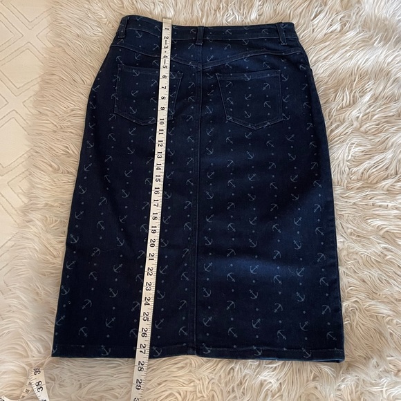 Beautiful One | Anchor Print | Denim Midi Skirt - Picture 9 of 9